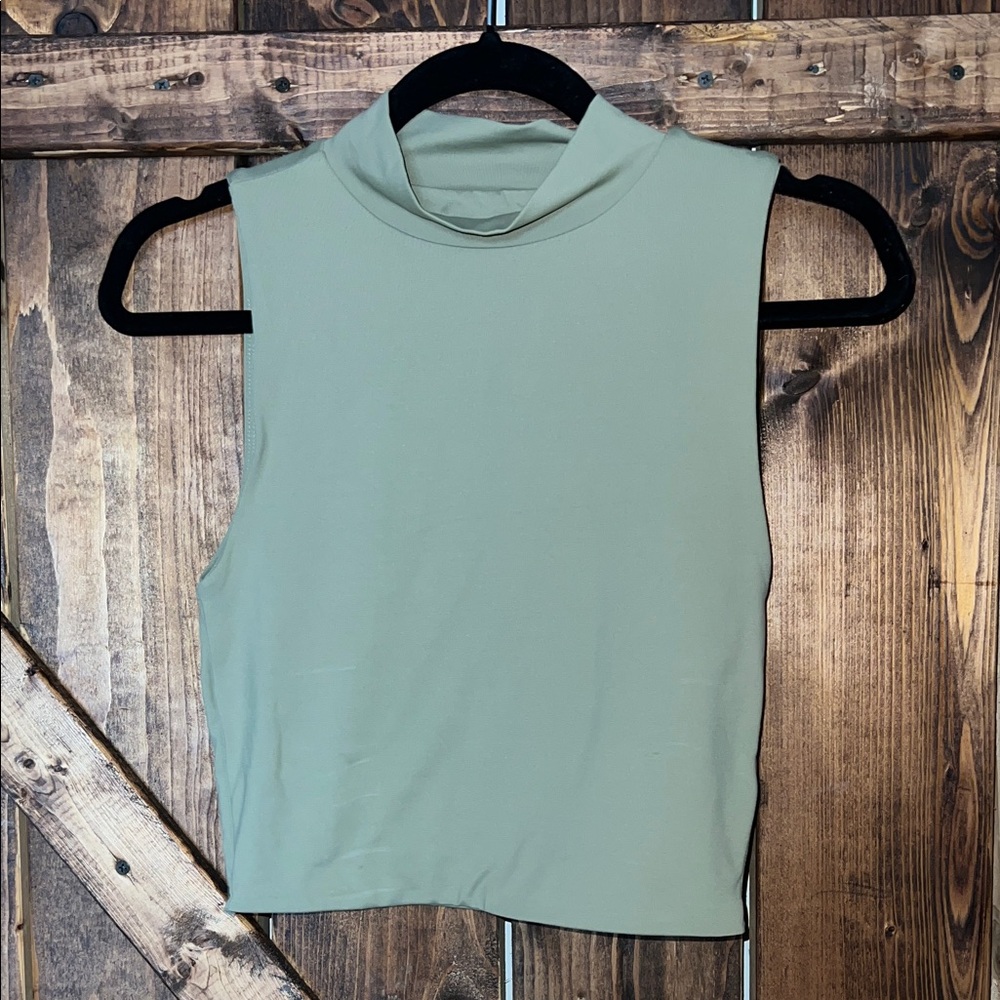 Harlow Sleeveless Mock Neck Tank in Sage